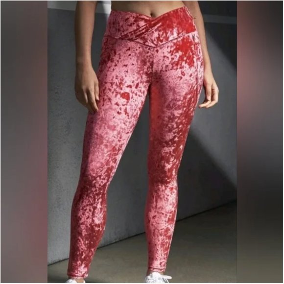 NWT Fabletics | Pink High Waisted Crushed Velour Crossover Legging, M - Picture 1 of 9